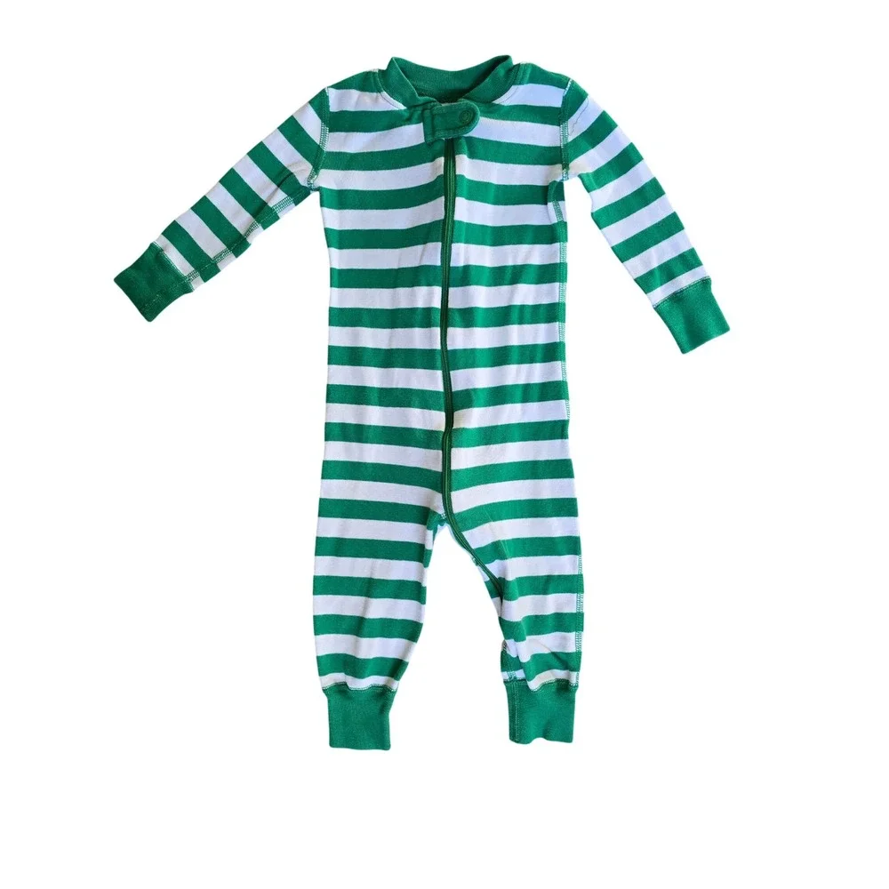 Hanna Andersson Night Night‎ Organic Cotton Go Green Striped Sleeper Size 12-18M